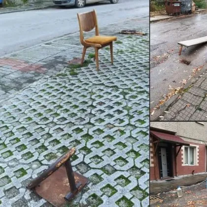 Рота туби, стол и потрошена пейка пазят паркоместа СНИМКИ