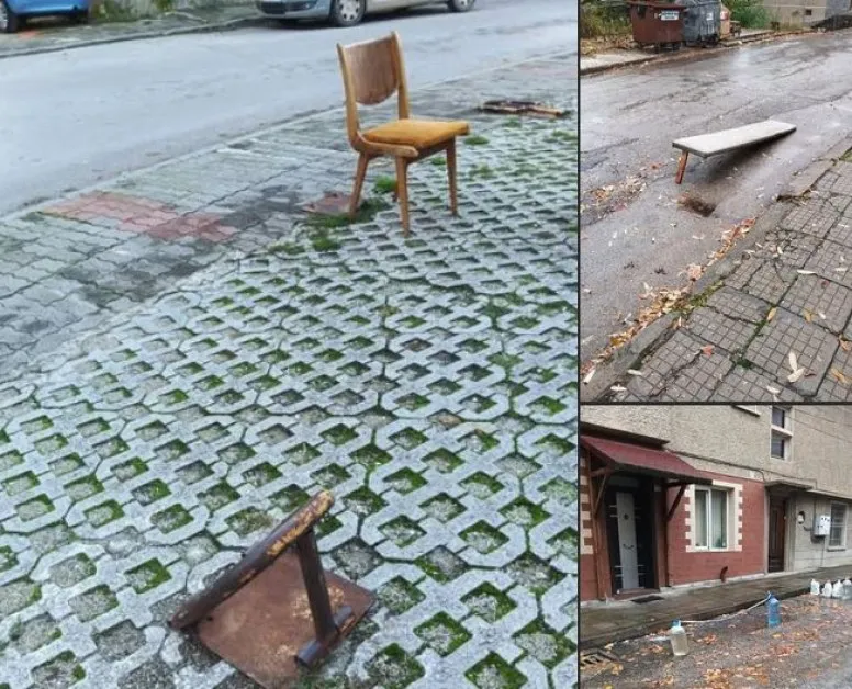 Рота туби, стол и потрошена пейка пазят паркоместа СНИМКИ