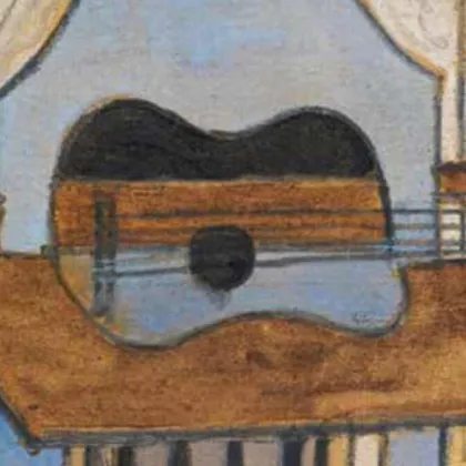 Натюрморт с китара на Пабло Пикасо смятан за изгубен докато