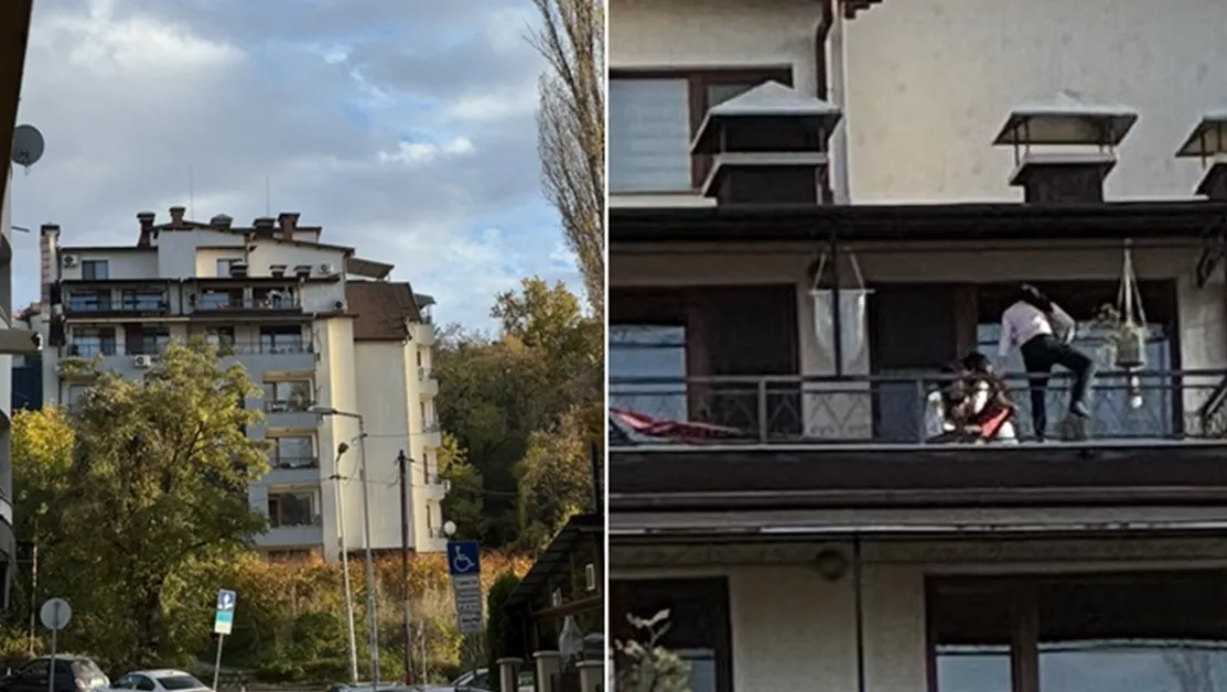 Опасни лудории: Момичета вървят по козирка на апартамент в София СНИМКИ