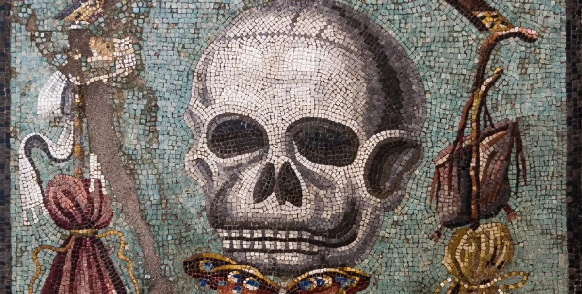 Мозайка от преди изригването на Везувий в Помпей ни напомня, че всички ще умрем