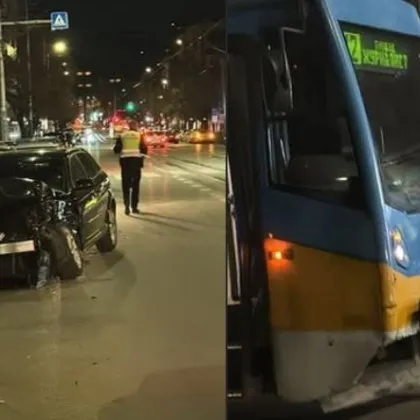 Кола и трамвай са се сблъскали вчера вечерта в столицата