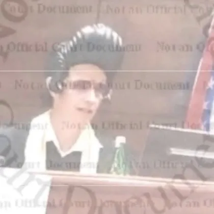 Съдия който носе перука на Елвис Пресли в съдебната зала