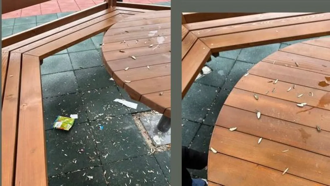 Превърнаха в кочина нова беседка, майка и невръстното ѝ детенце почистиха СНИМКИ