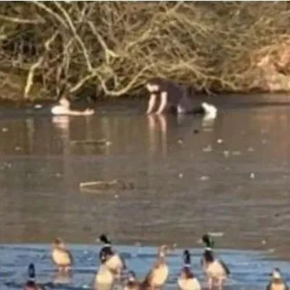 Двама мъже пропаднаха през леда на езеро докато единият от