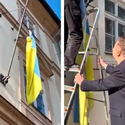 Чешките власти са свалили украинското знаме от фасадата на правителствената