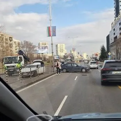 Кола се вряза в разделителните ограждения на булевард в София