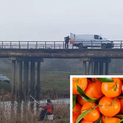 "Фреш" от мандарини в река Тунджа: Мъж изсипва цитрусите от мост ВИДЕО