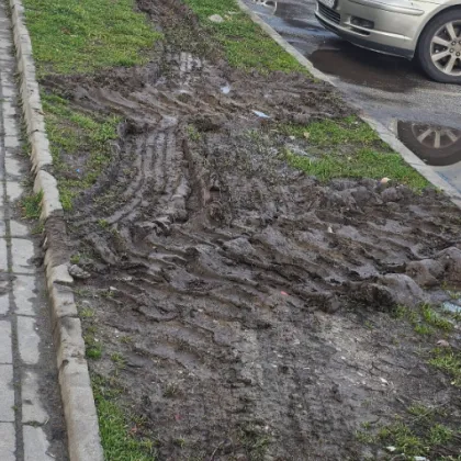 Сигнал за унищожени зелени площи край паркинг на ул Братя