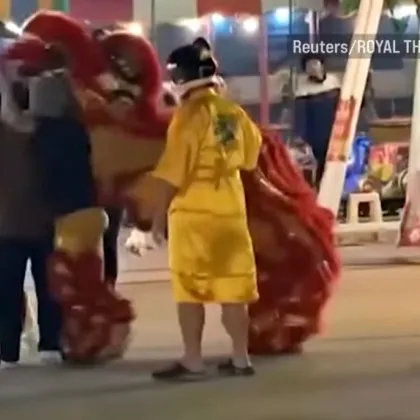 Зрелищно! Танцуващ лъв залови опасен апаш ВИДЕО