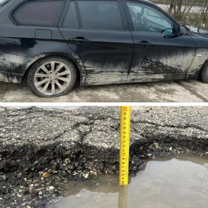 Разбит път в Плевен: Шофьори спукаха гуми в дълбока дупка СНИМКИ