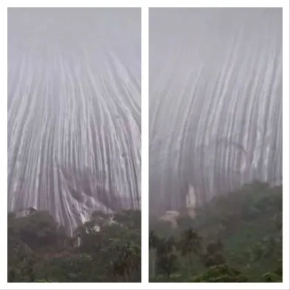 Невероятна гледка: планина се превърна във водопад след мощен порой ВИДЕО