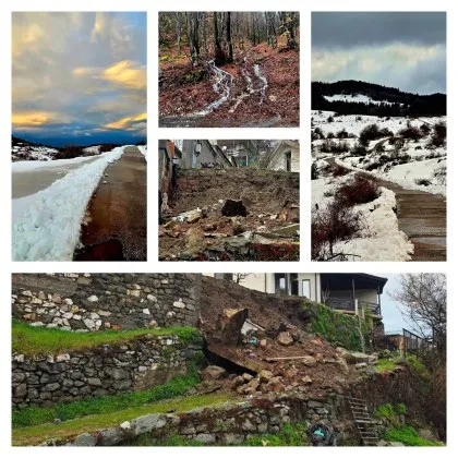 След пороите край Асеновград: падна стена, свлачища и сняг в планината СНИМКИ