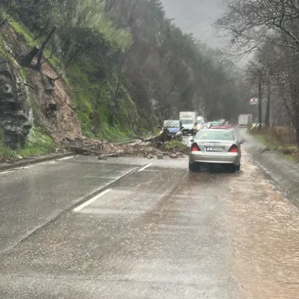 Свлачище на пътя Асеновград-Смолян СНИМКИ