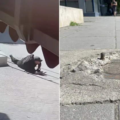 Опасен капан в Плевен: Метални отломки стърчат на тротоар, пешеходци се пребиват ежедневно ВИДЕО+СНИМКИ