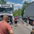 Два камиона и кола се блъснаха на път в Монтанско СНИМКИ