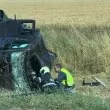 Тежка катастрофа на &bdquo;Тракия": Джип се озова по таван край магистралата СНИМКИ