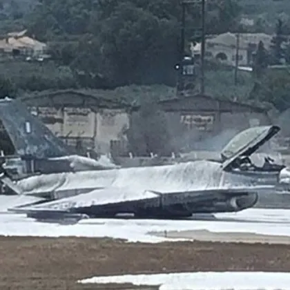 Изтребител F-16 кацна аварийно на плаж в Закинтос  ВИДЕО