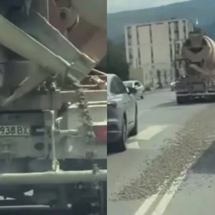 Абсурдно, но факт: Бетоновоз успя да остави следа в София ВИДЕО