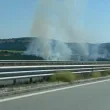 Пожар гори край АМ "Хемус" ВИДЕО