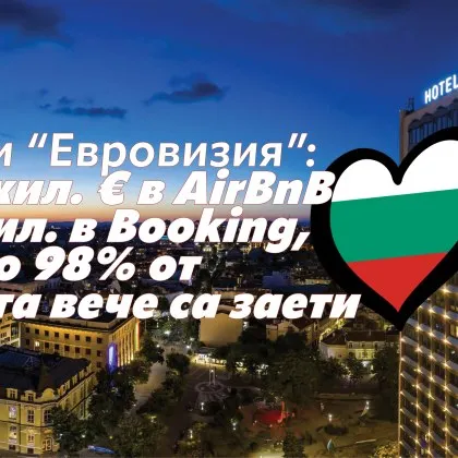 Заради "Евровизия": до 23 хил. &euro; в AirBnB и 26 хил. в Booking, където 98% от местата вече са заети