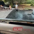 Метална ламарина падна върху кола при силната буря в София СНИМКИ