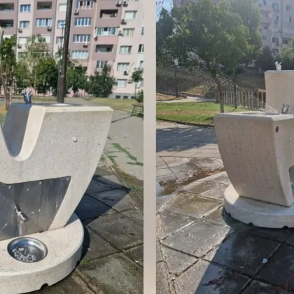 Браво! Семейство почисти занемарена чешма на детска площадка в Благоевград СНИМКИ