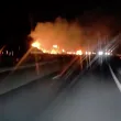 Пожар пламна край АМ "Марица" тази нощ ВИДЕО