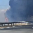 Камион пламна на АМ Тракия, движението е затруднено