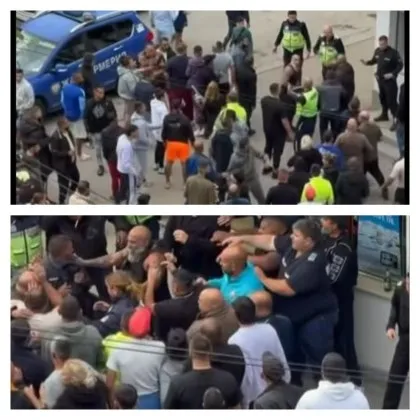 Масов бой в Ботевград: мъж чупи прозорци пред полицията ВИДЕО