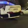 Джип се обърна по таван след удар с лек автомобил в Бургас ВИДЕО