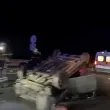 Кола по таван на АМ "Тракия", движението е затруднено