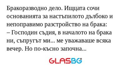 Бракоразводно дело. Ищцата сочи...