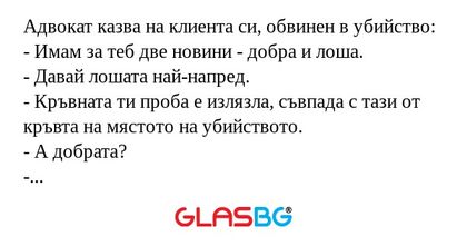 Адвокат казва на клиента си, обвинен...