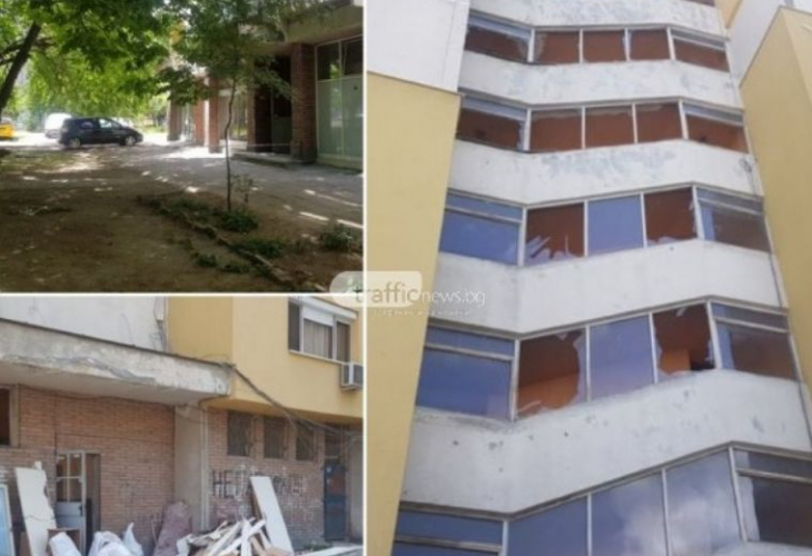 Стени и прозорци се срутиха в жилищен блок (СНИМКИ)