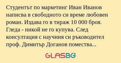 Студентът по маркетинг Иван Иванов...