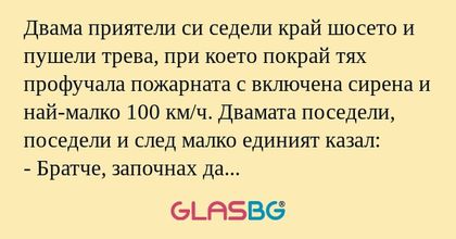 Двама приятели си седели край шосето...