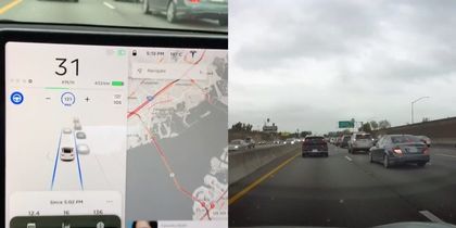Автопилотът на Tesla вече разпознава стоп светлините и дава път при престрояване