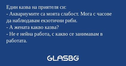 Един казва на приятеля си: - Аквариумите...