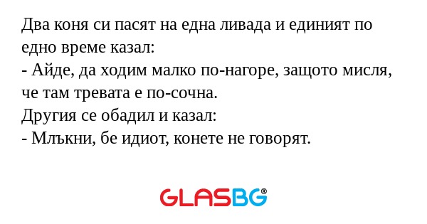 Два коня си пасят на една ливада...