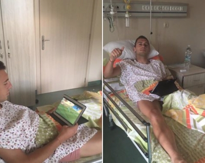 Лъчо Балтанов изгледа дербито от болничната стая
