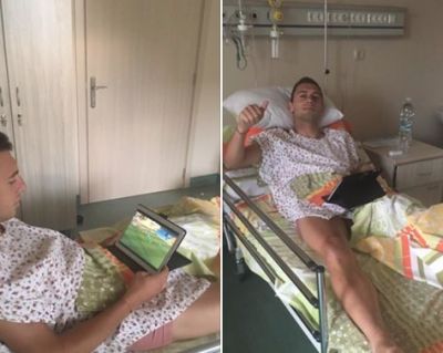 Лъчо Балтанов изгледа дербито от болничната стая
