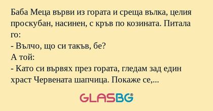 Баба Меца върви из гората и среща...