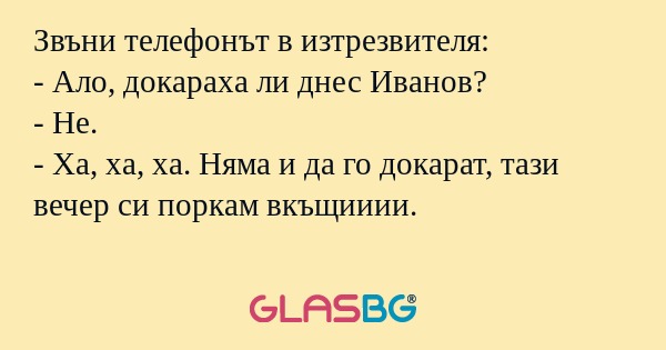 Звъни телефонът в изтрезвителя...