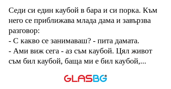Седи си един каубой в бара и си...