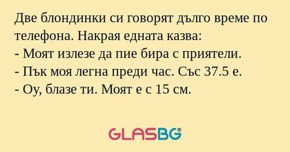 Две блондинки си говорят дълго...