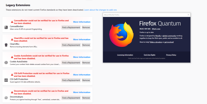 Излязоха Firefox 66.0.4 и 60.6.2 ESR, решаващи проблема с добавките
