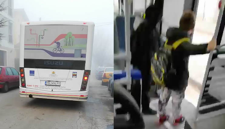 Деца пътуват на отворени врати в рейса при -6 градуса