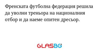 Френската футболна федерация решила да уволни треньора на националния отбор и да наеме опитен дресьор.
