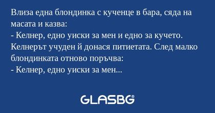 Влиза една блондинка с кученце...